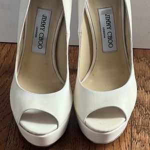 Jimmy Choo off-white Peep Toe Pumps Platform Stiletto High Heels Pumps